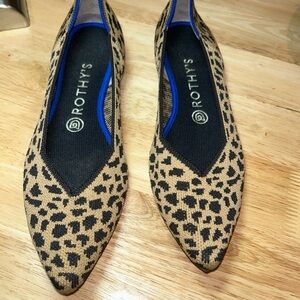 Rothy’s The Point Leopard Womens 8.5 Pointed Toe Ballet Flats Brown Animal Print